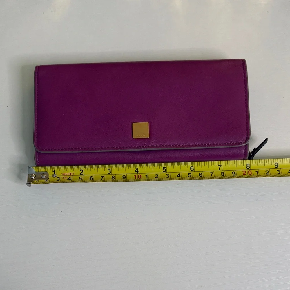 Lodis Magenta Genuine Leather Bifold snap closing Clutch Wallet